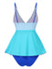 Blue 1940s Gradient Layered Flare Hem Swimsuit