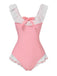 [Pre-Sale] Pink 1950s Bowknot Lapel One-Piece Swimsuit