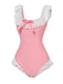 [Pre-Sale] Pink 1950s Bowknot Lapel One-Piece Swimsuit