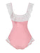 [Pre-Sale] Pink 1950s Bowknot Lapel One-Piece Swimsuit