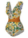 Multicolor 1950s Floral Ring Belted Ruffles Swimsuit