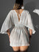 White 1950s Solid Cap Sleeve Beach Cover Up