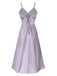 Purple 1930s Straps Lace Patchwork Satin Nightgown