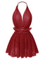 1950s Lace Mesh Deep V-Neck Halter Nightgown