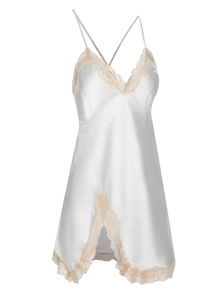 1950s Lace Patchwork Suspender Sleepwear