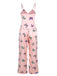 2PCS Pink 1950s Butterfly Suspender V-Neck Sleepwear