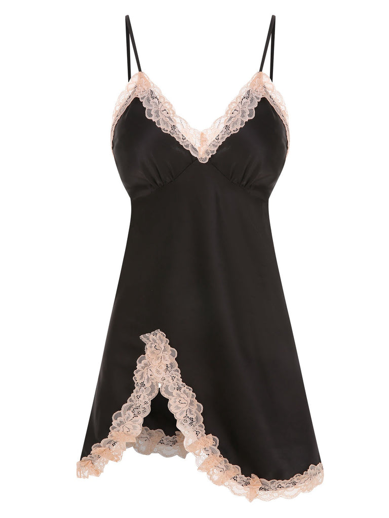 2PCS 1970s Lace Suspender Nightdress & Robe