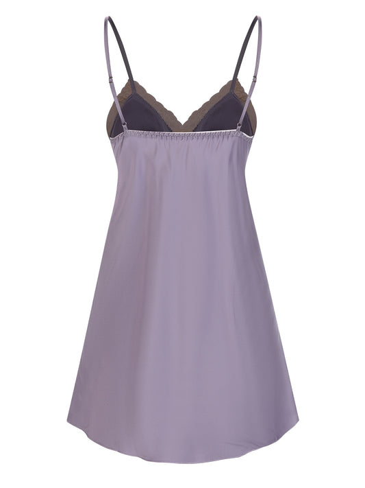 Lavender 1940s Lace Satin Patchwork Nightgown