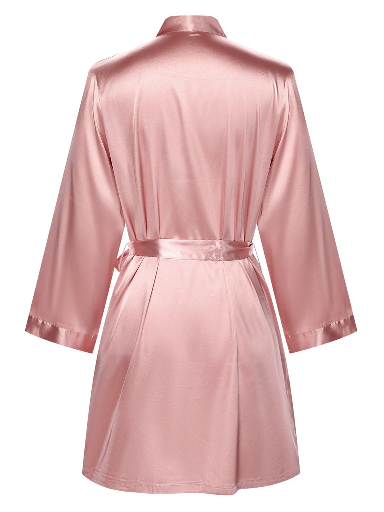 1970s Satin Solid Belted Robes