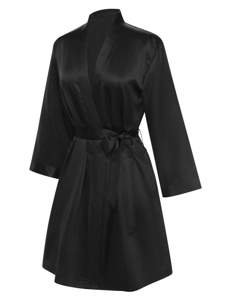 1970s Satin Solid Belted Robes