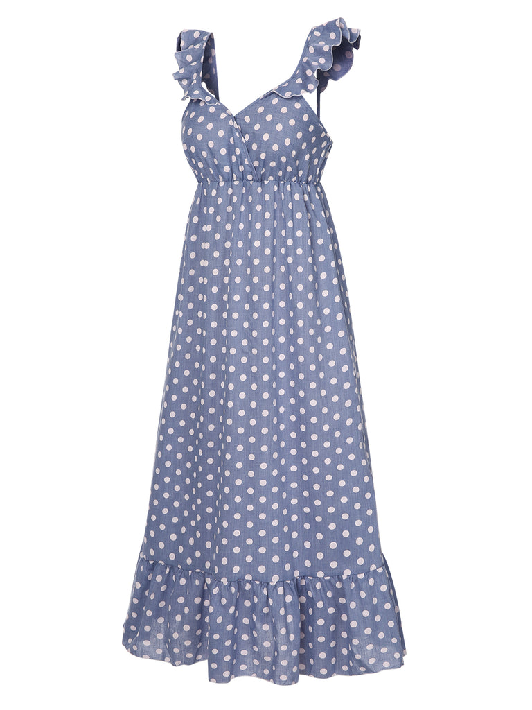 1930s Strap Ruffles Polka Dots Nightgowns