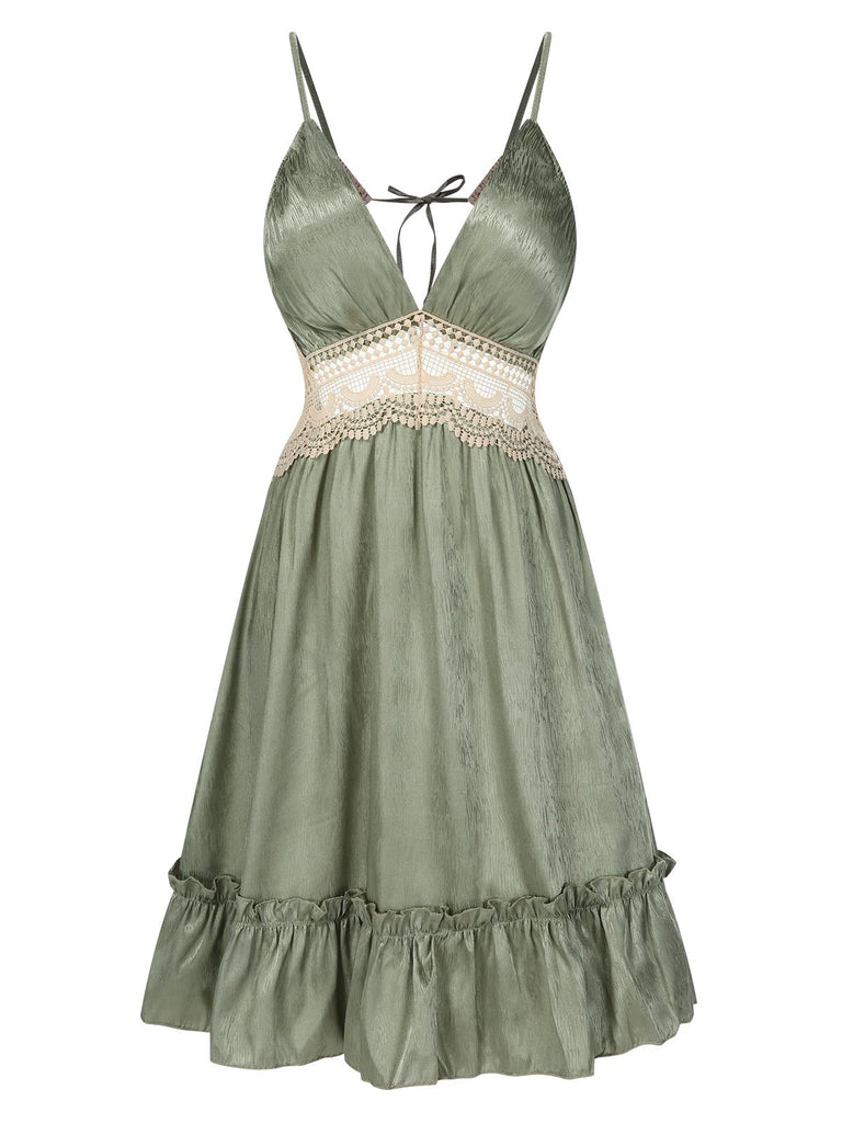 2PCS Green 1950s Guipure Lace Nightgown & Robe