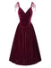 Wine Red 1950s Spaghetti Strap Velvet Nightgown