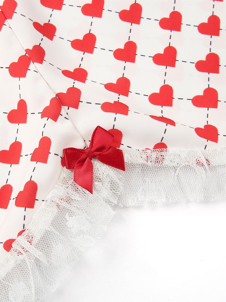 [Pre-Sale] 1960s Spaghetti Strap Cute Heart Bow Lace Sleepwear