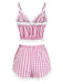 [Pre-Sale] Pink 1970s Ruffled Lace Plaid Pajama Set