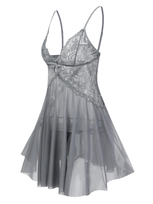 1940s Lace Suspender Sheer Nightgown