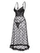 Black 1950s Spaghetti Strap Heart Lace Nightgown