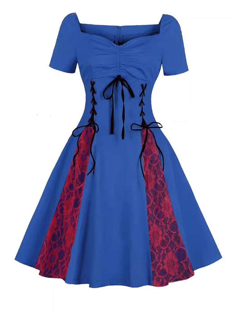 1980s Halloween Lace Patchwork Swing Dress