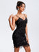 Black 1920s Spaghetti Straps Sequined Flapper Dress