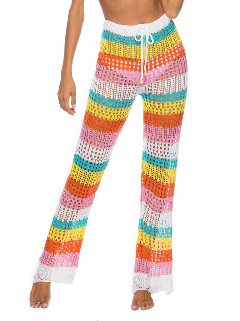 Rainbow 1950s Hollow Knitted Beach Pants