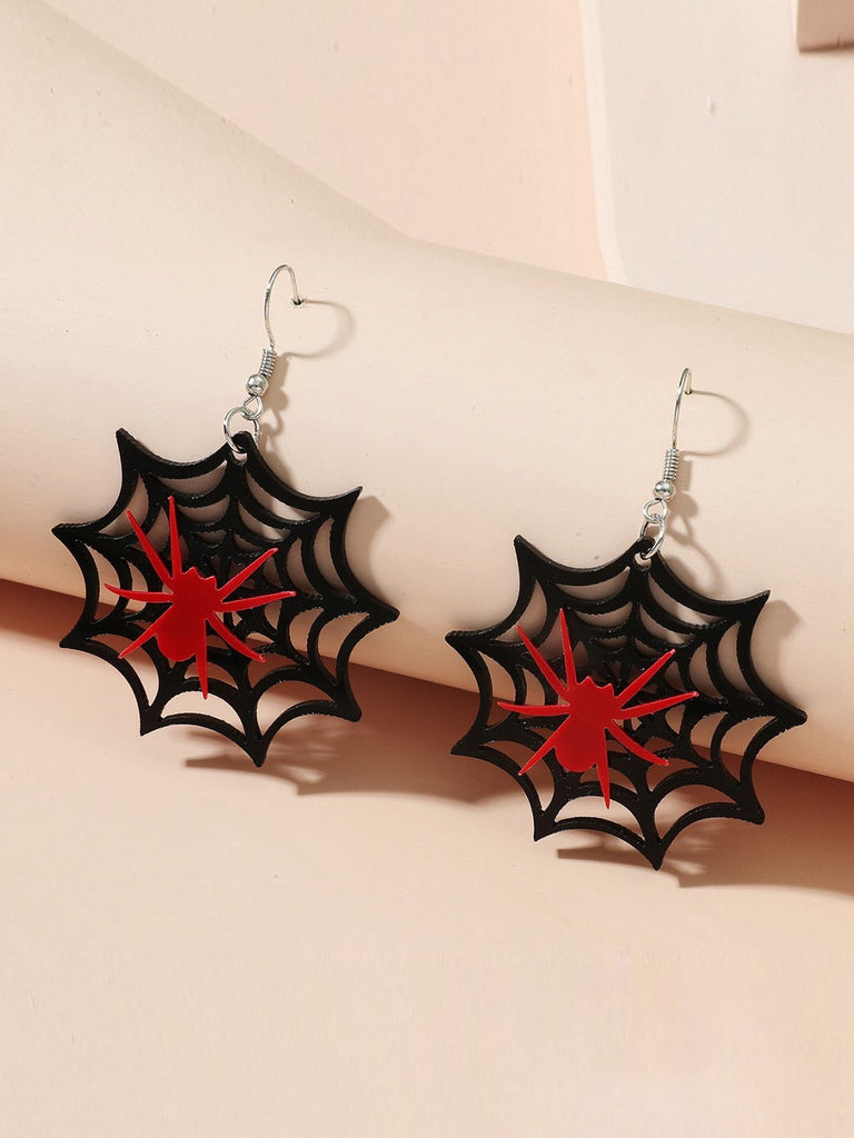 Black Halloween Spider Web Earrings