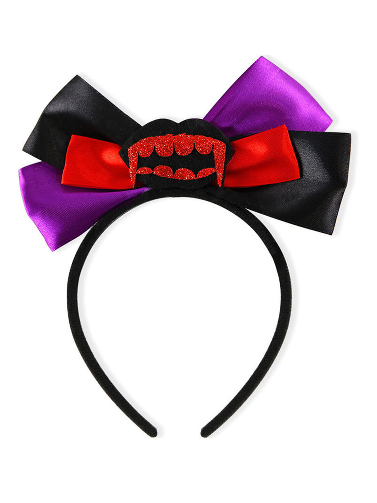 Halloween Pumpkin Vampire Fangs Bow Headband