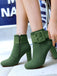 Retro Solid Thick Heel Short Boots