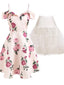 2PCS Floral 1950s Dress & White Petticoat