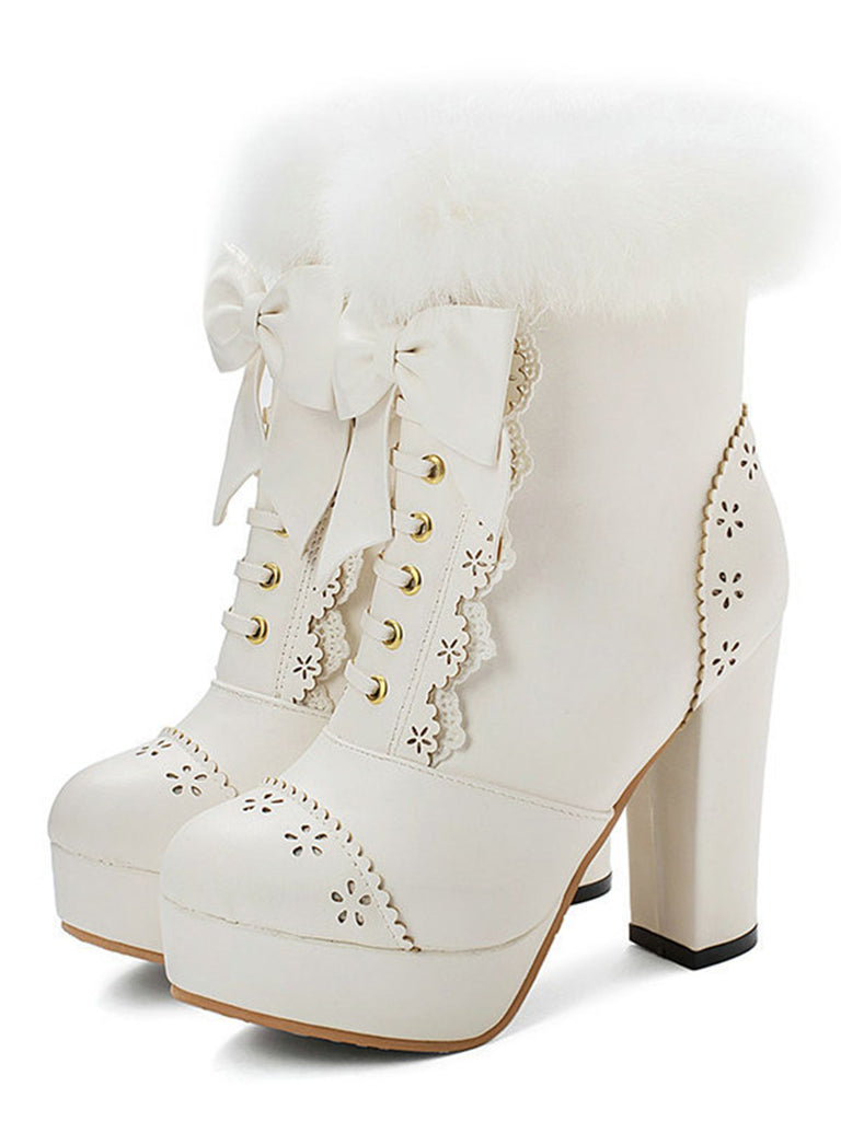 15cm BABE Ankle Platform Laceup Zip Bootie Punk Cosplay Patent White C –  Refuse to be Usual