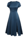 Blue 1940s Pearl Buttons Darlene Dress