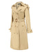 Retro Solid Button Belt Coat