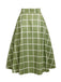 2PCS 1950s Bow Plaid Blouse & Skirt