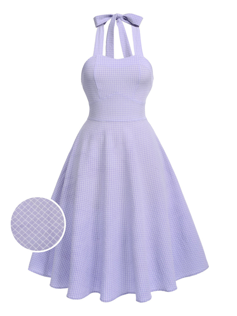 1950s Purple Halter Swing Vintage Dress