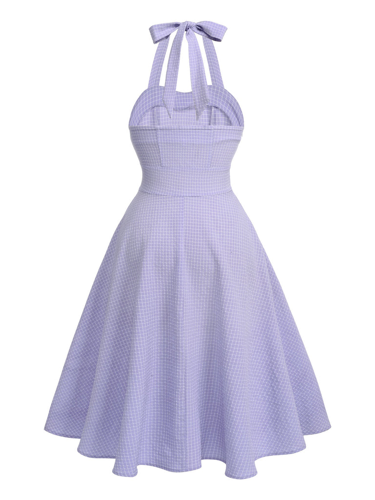 1950s Purple Halter Swing Vintage Dress