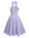 1950s Purple Halter Swing Vintage Dress