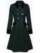 Dark Green 1940s Solid Button Coat