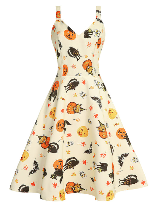 Beige 1950s Halloween Cap Costume Dress