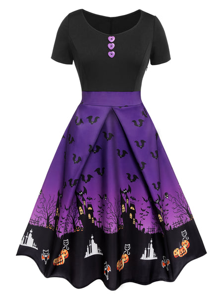 Black 1950s Halloween Button Dress | Retro Stage