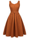 Rust 1950s Pocket Belt Swing Dress