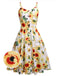 White 1950s Sunflowers Swing Dress