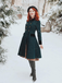 Dark Green 1940s Solid Button Coat