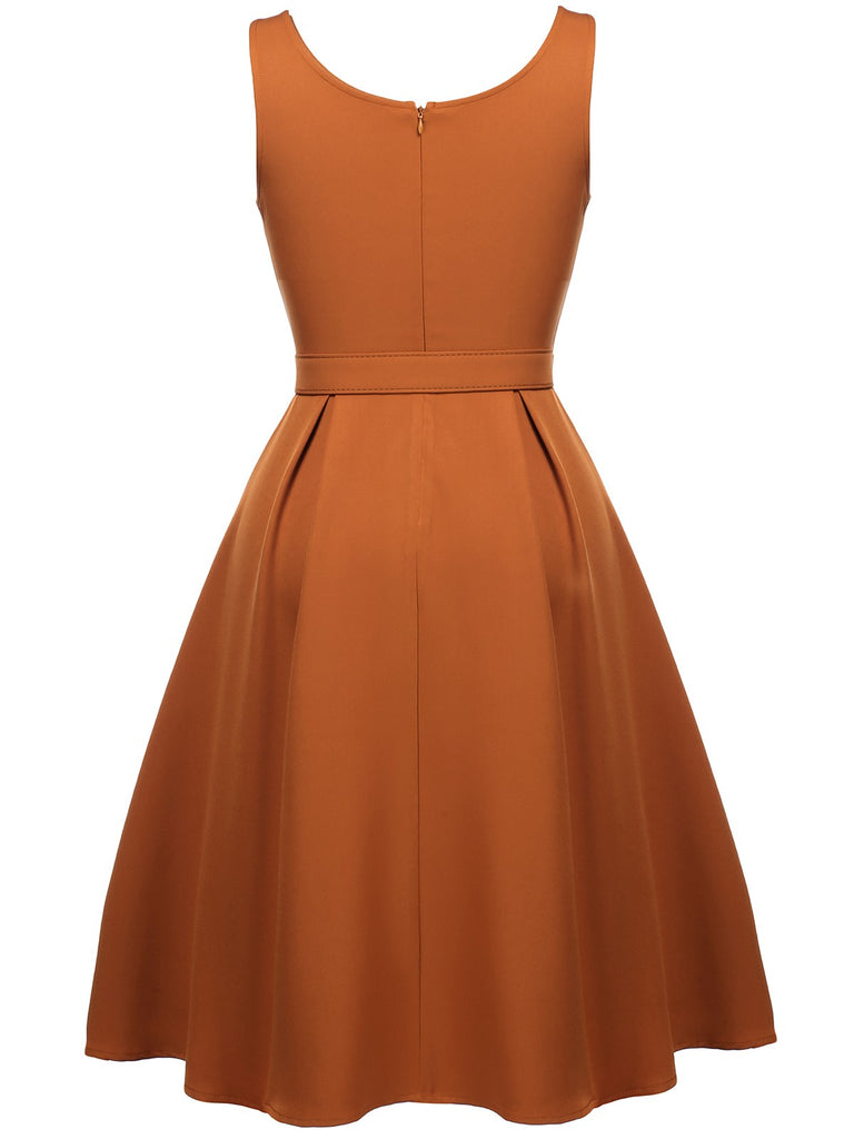 Rust 1950s Pocket Belt Swing Dress