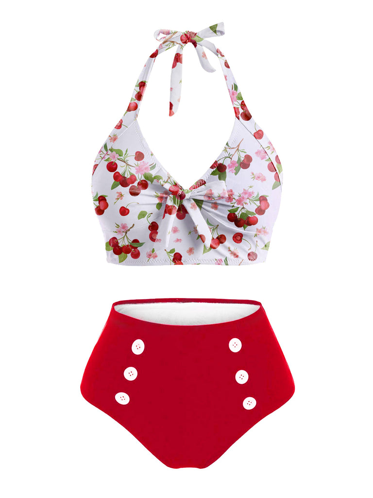 SHENHE Women's 2 Piece Cherry Print Push Up Swimsuit Bathing Suit