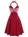 Red 1950s Plaids Halter Swing Dress