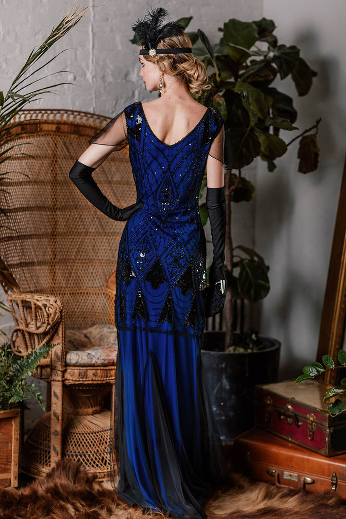 1920s Sequined Maxi Flapper Dress | Retro Stage