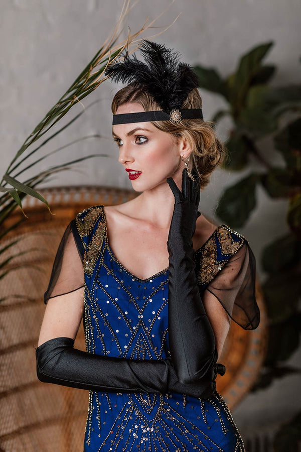 [Clearance] Blue 1920s Sequined Maxi Flapper Dress-US Warehouse | Retro ...