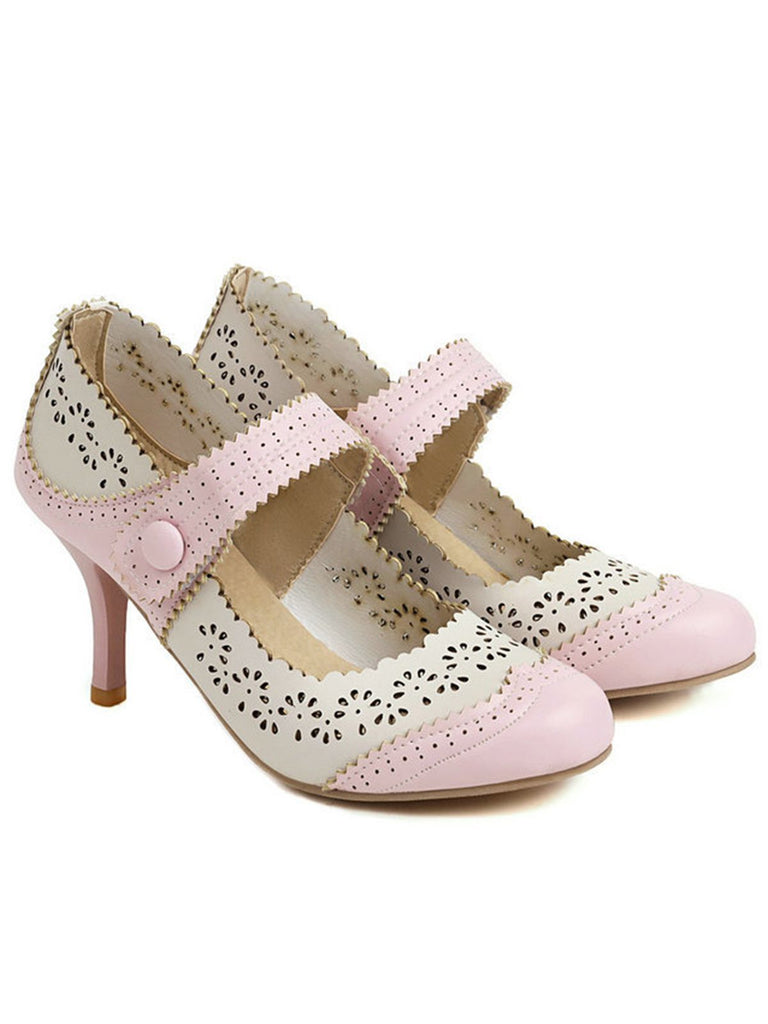 Retro Hollow Out Ankle Strap High Heels Shoes