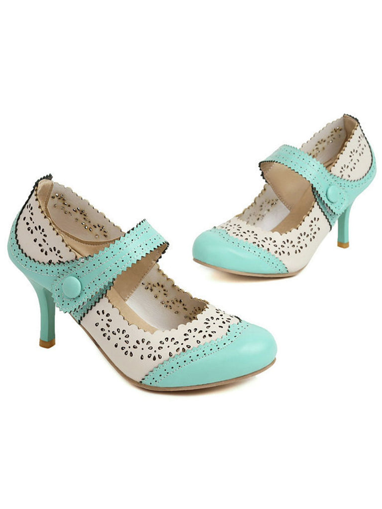 Retro Hollow Out Ankle Strap High Heels Shoes