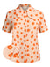 Orange 1960s Floral Short Sleeves Shirt