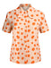 Orange 1960s Floral Short Sleeves Shirt